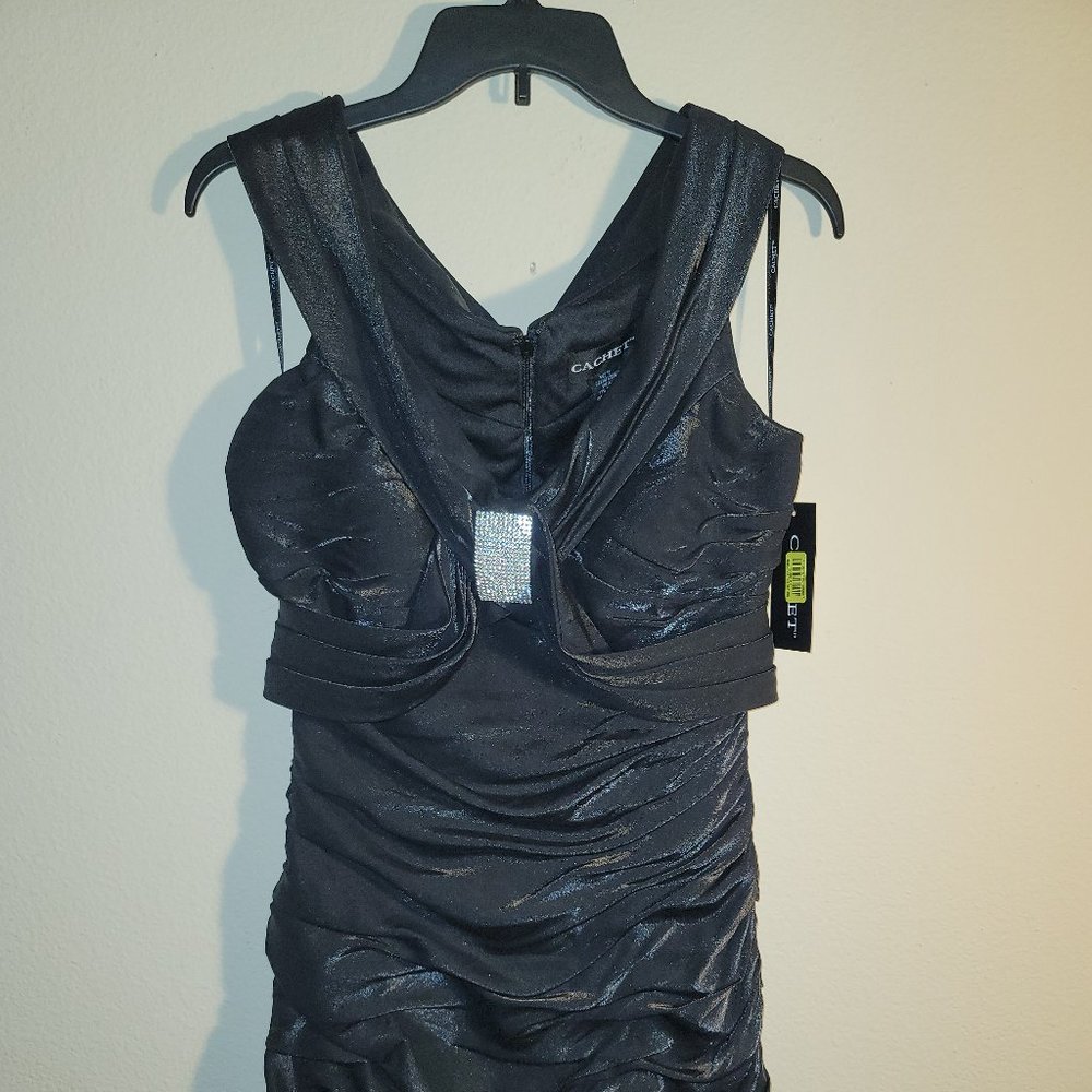 CACHET- Stunning Black Ruched Gown